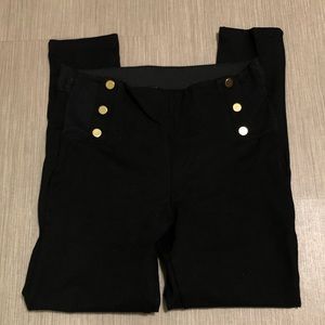 Zara Basics Black Pants with Gold Buttons